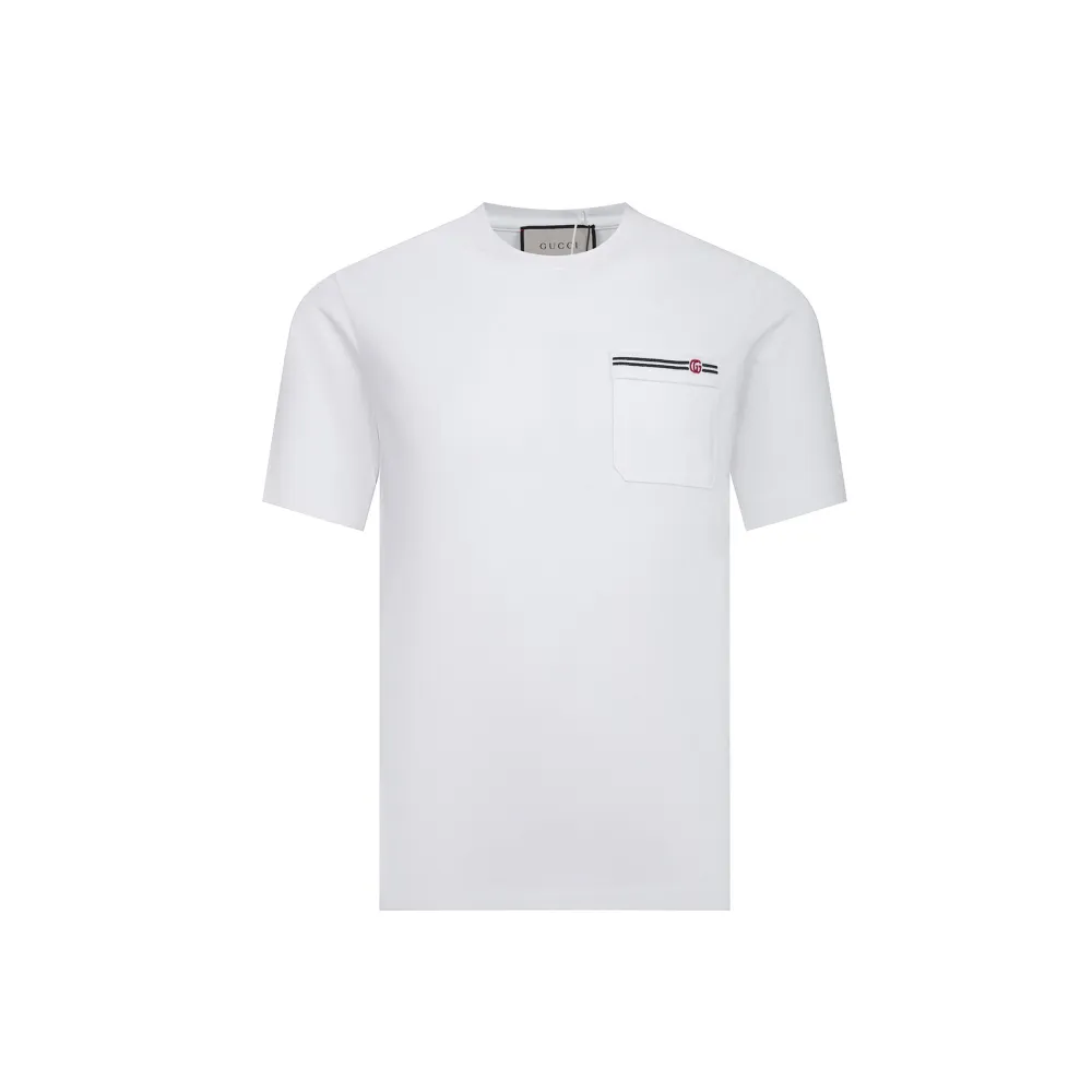 Gucci - Pocket Double G Embroidered Short Sleeve T-Shirt White