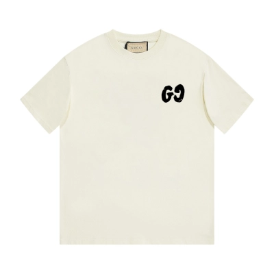 PK Gucci - Simple LOGO printed short-sleeved T-shirt beige 01