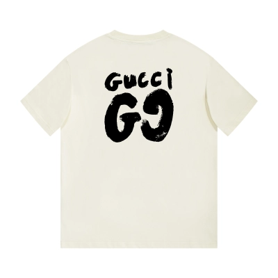 PK Gucci - Simple LOGO printed short-sleeved T-shirt beige 02