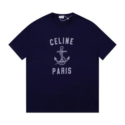 Celine-Anchor Print Short Sleeve Black T-Shirt 01