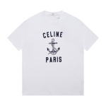 Celine-Anchor Print Short Sleeve White T-Shirt