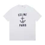 Celine-Anchor Print Short Sleeve White T-Shirt