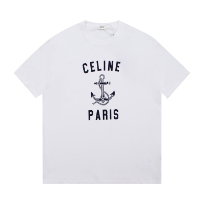 Celine-Anchor Print Short Sleeve White T-Shirt 01
