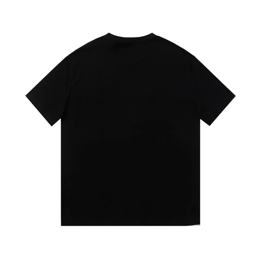 Celine-French classic flocked printed short-sleeve black T-Shirt