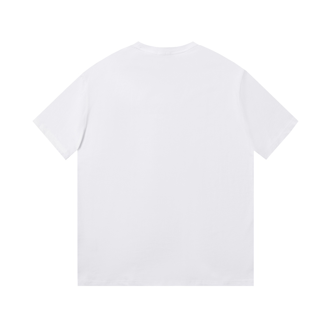 Celine-French classic flocked printed short-sleeves white T-Shirt