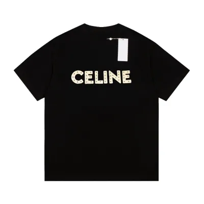 Celine-Limited rivet flocking flocking LOGO casual short sleeves T-Shirt 01