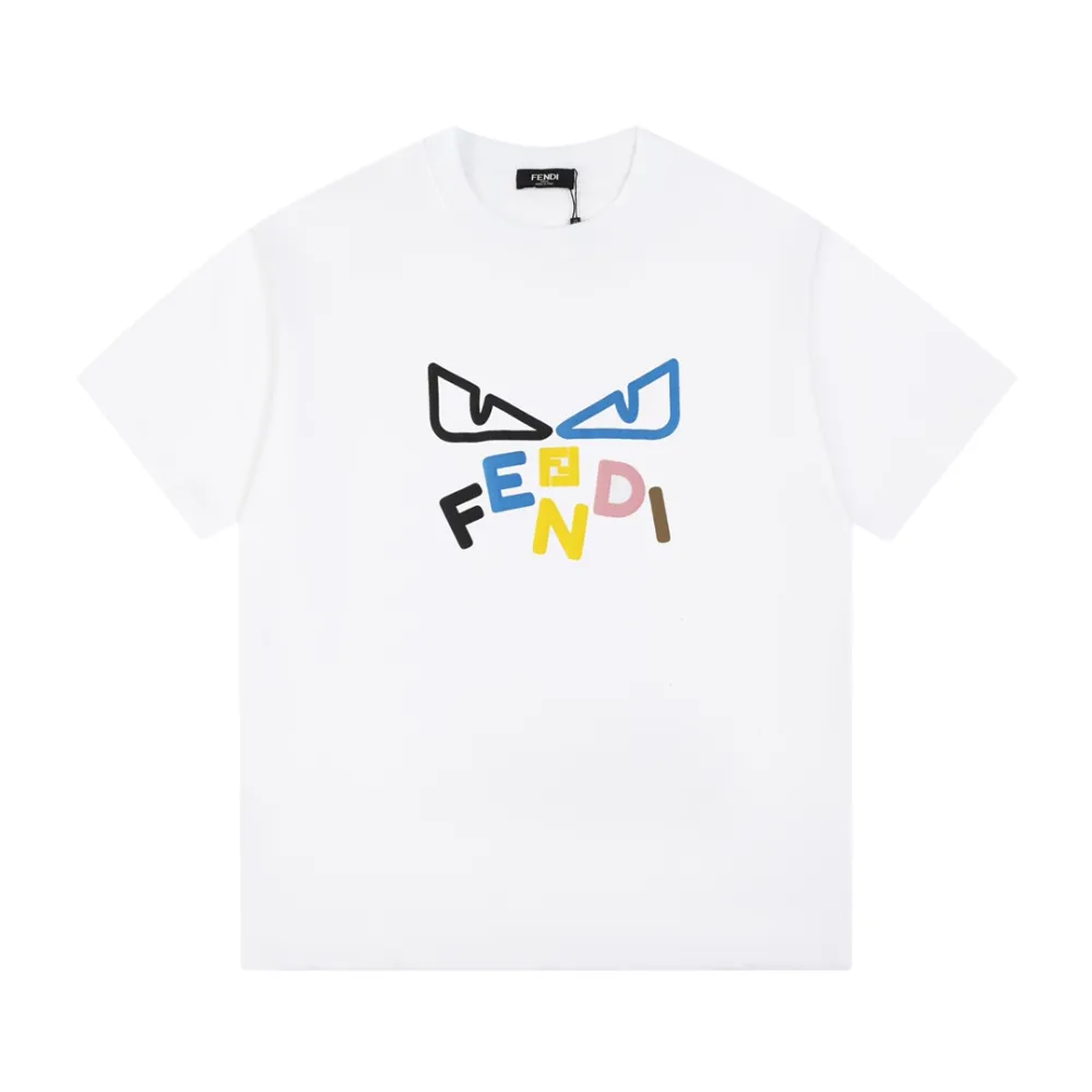 Fendi-24SS Colorful Foam Printed Short Sleeves White T-Shirt