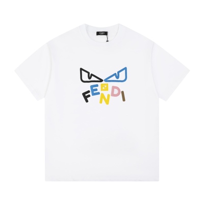 Fendi-24SS Colorful Foam Printed Short Sleeves White T-Shirt 01