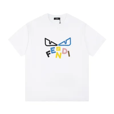 Fendi-24SS Colorful Foam Printed Short Sleeves White T-Shirt 01