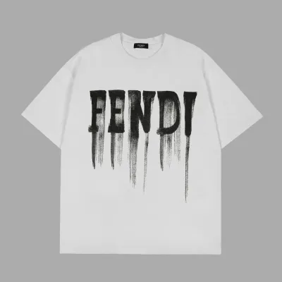 Fendi-24SS white ink direct printing loose wide short sleeves white T-Shirt 01