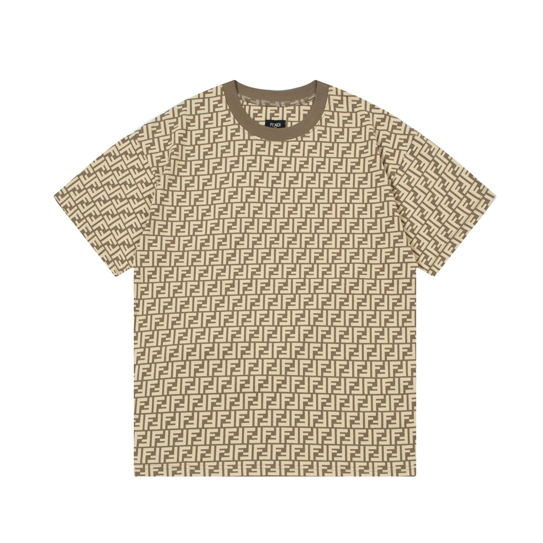 PK Fendi-all over printed short sleeves brown T-Shirt
