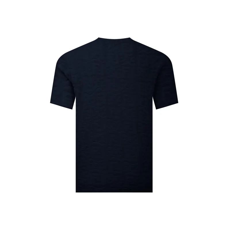 Fendi-Classic Embroidered Jacquard Short Sleeve Black T-Shirt