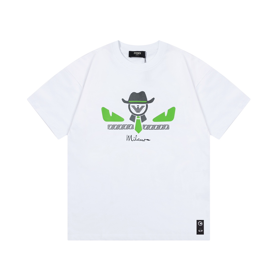 PK Fendi-FENDI Gremlins print white T-shirt