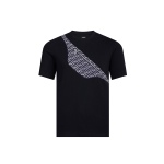 PK Fendi-patch zipper saddle short sleeve black T-Shirt