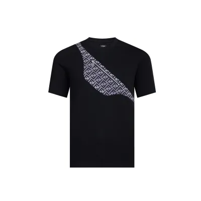 Fendi-patch zipper saddle bag short sleeve black T-Shirt 01