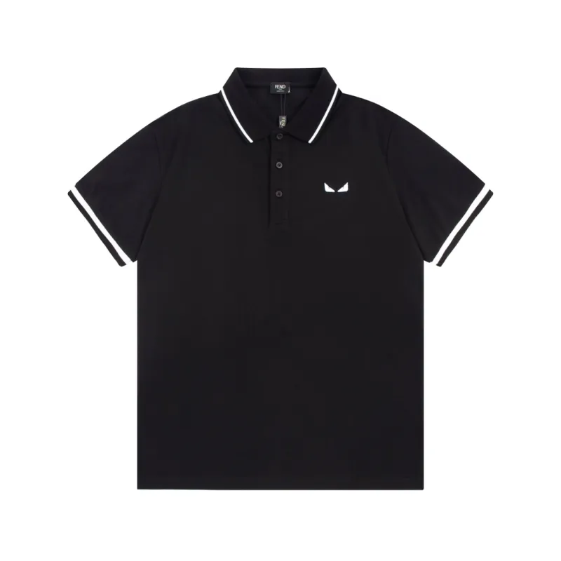 Fendi-Small Eyes LOGO Embroidered Polo Shirt Black T-Shirt