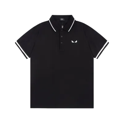Fendi-Small Eyes LOGO Embroidered Polo Shirt Black T-Shirt 01