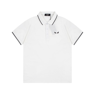 Fendi-Small Eyes LOGO Embroidered Polo Shirt White T-Shirt 01