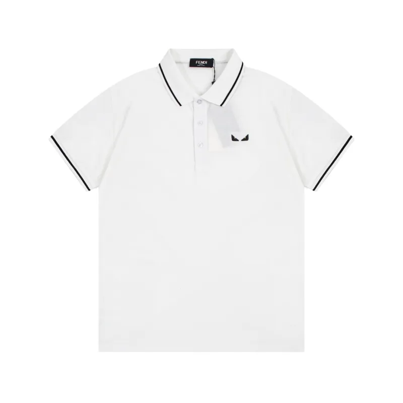 Fendi-Small Eyes LOGO Embroidered Polo Shirt White T-Shirt