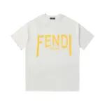 Fendi-yellow letter printed short sleeves white T-Shirt