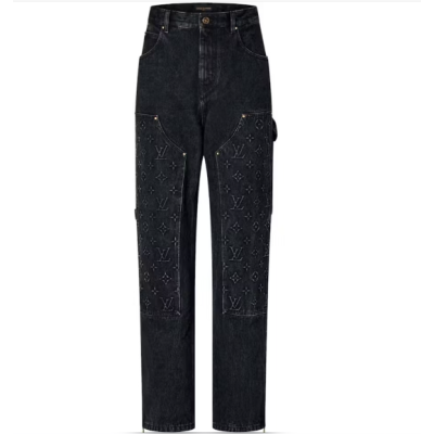 Louis Vuitton Black Monogram Carpenter Pants 01