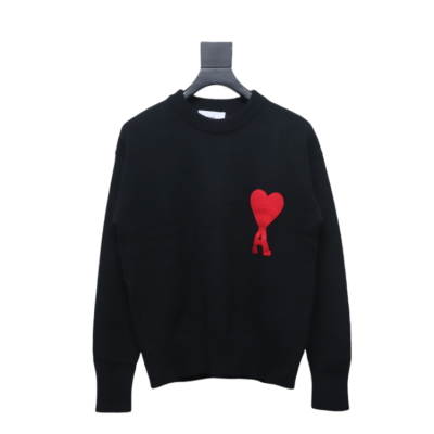 AMI PARIS 21FW heart embroidered crew neck sweater 01