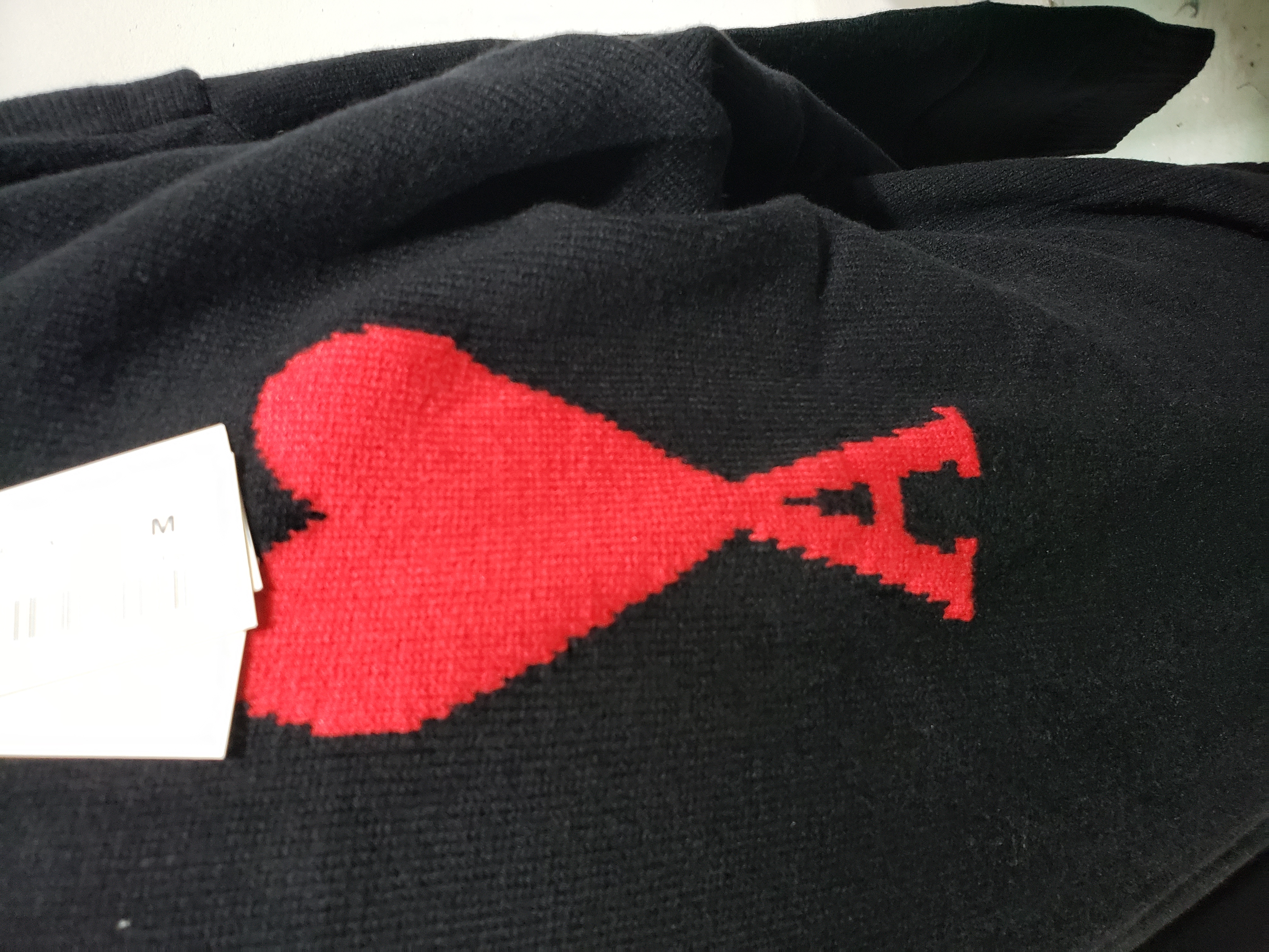 AMI PARIS 21FW heart embroidered crew neck sweater