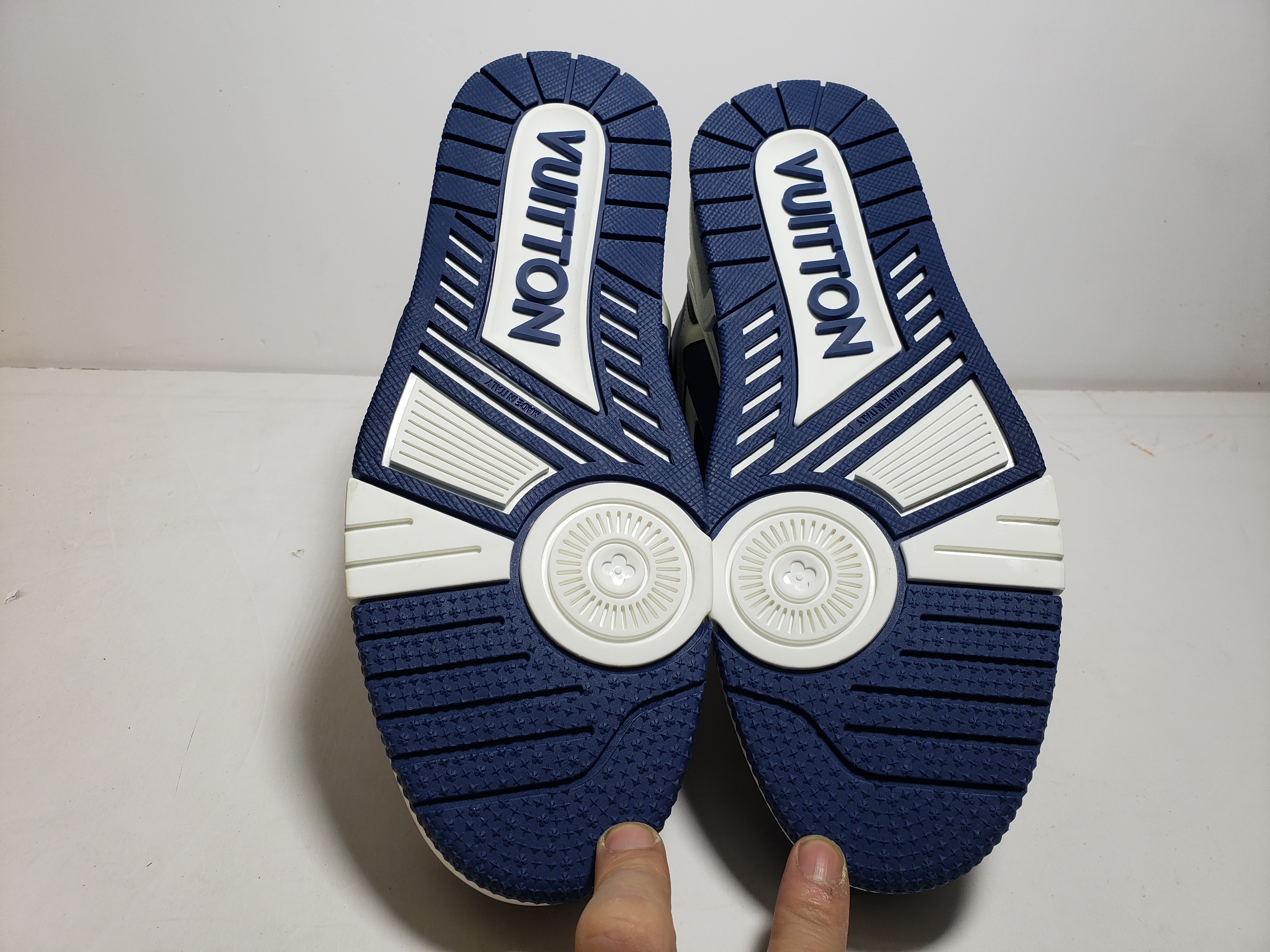 LJR Louis Vuitton Leather lace up Fashionable Board Shoes Blue