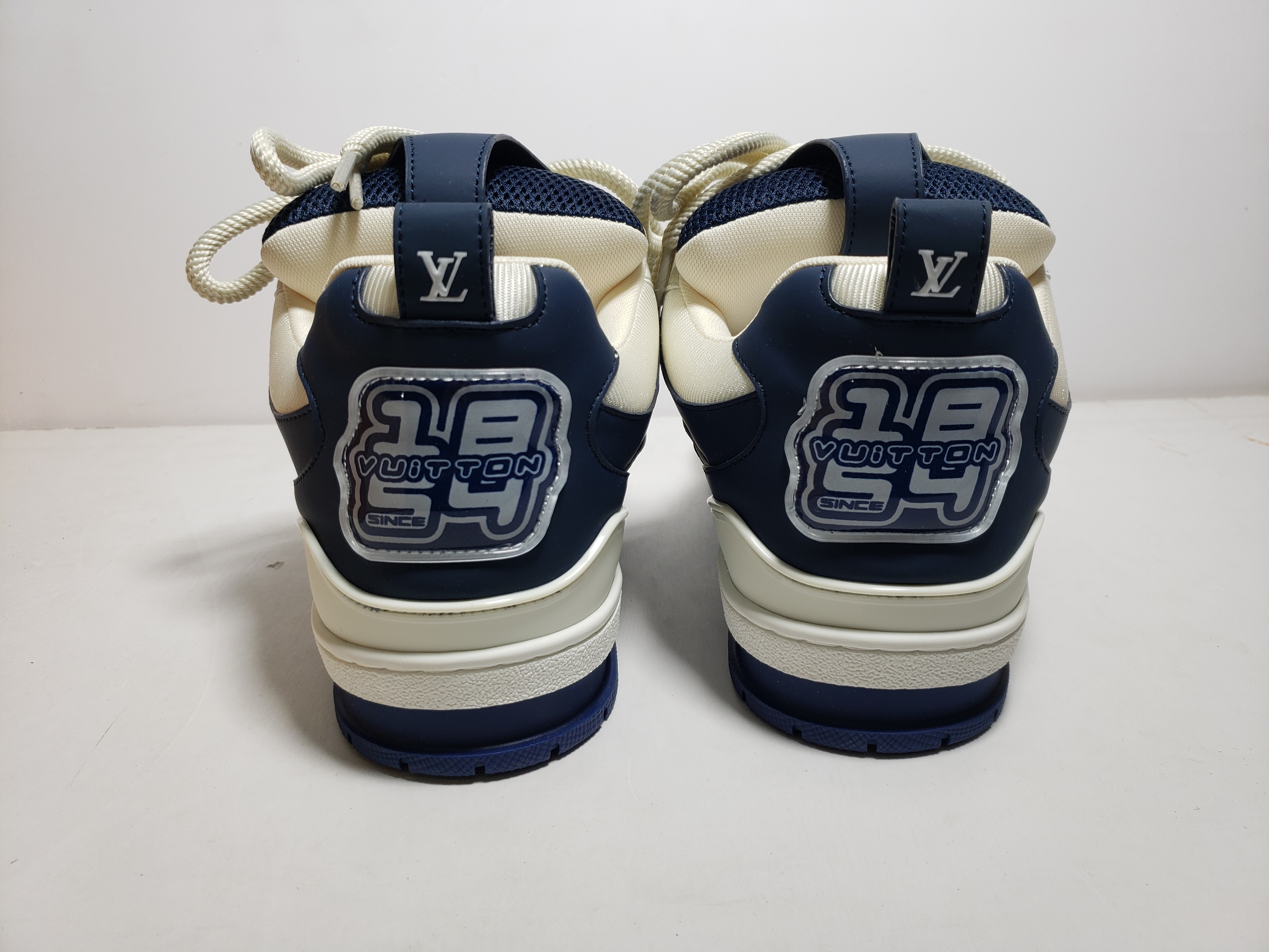 LJR Louis Vuitton Leather lace up Fashionable Board Shoes Blue