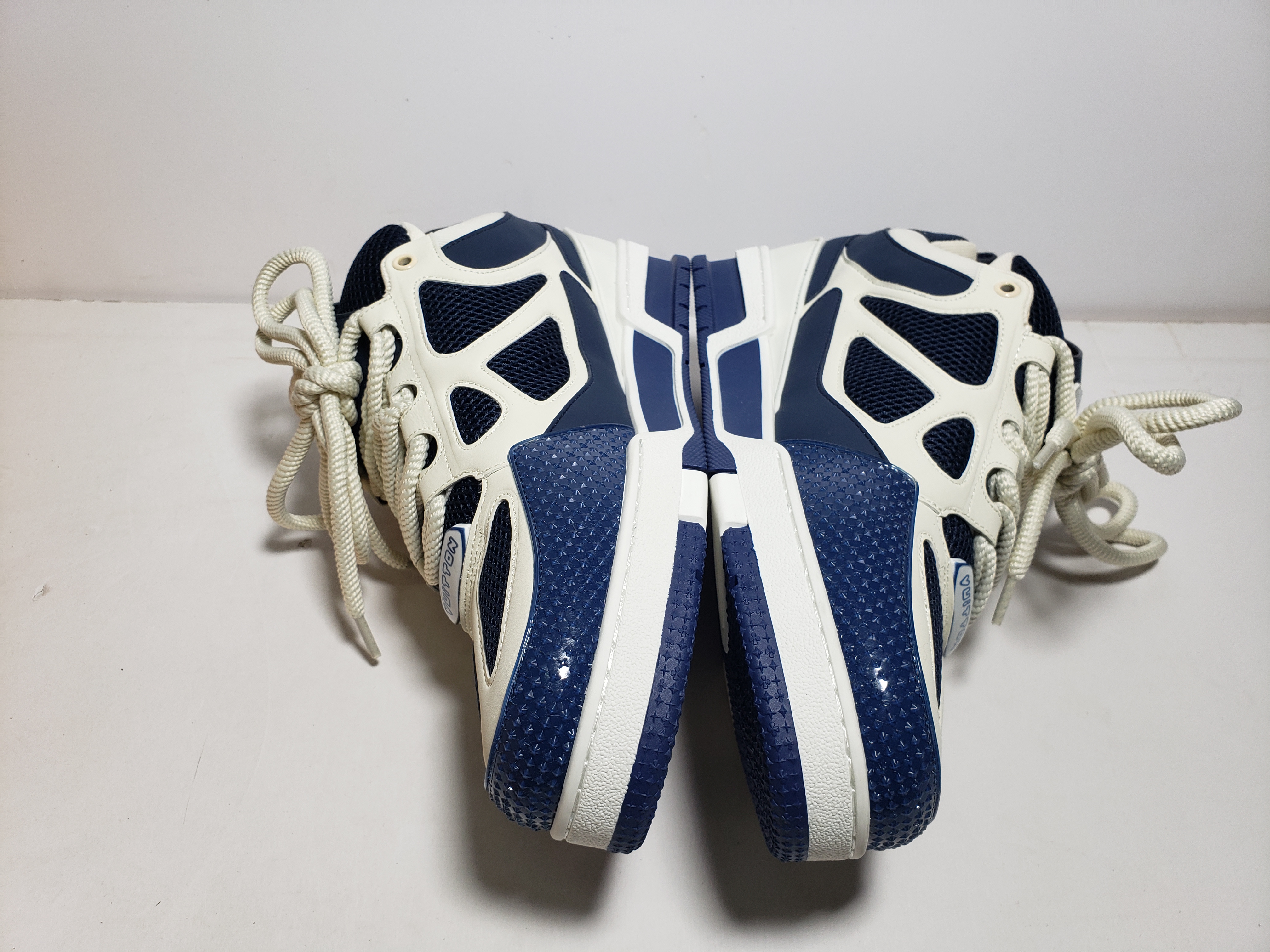 LJR Louis Vuitton Leather lace up Fashionable Board Shoes Blue