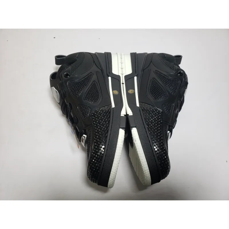 LJR Louis Vuitton Leather lace up Fashionable Board Shoes Black