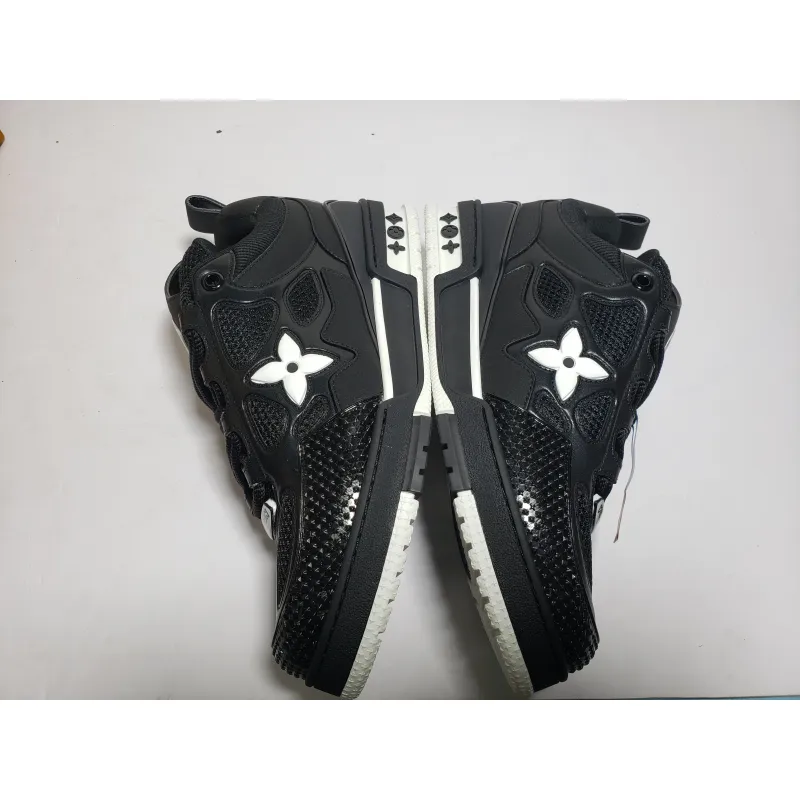 LJR Louis Vuitton Leather lace up Fashionable Board Shoes Black