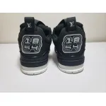 LJR Louis Vuitton Leather lace up Fashionable Board Shoes Black