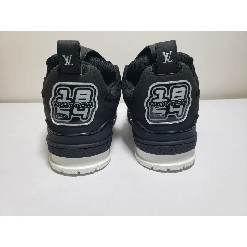 LJR Louis Vuitton Leather lace up Fashionable Board Shoes Black