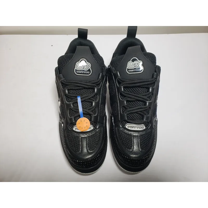 LJR Louis Vuitton Leather lace up Fashionable Board Shoes Black