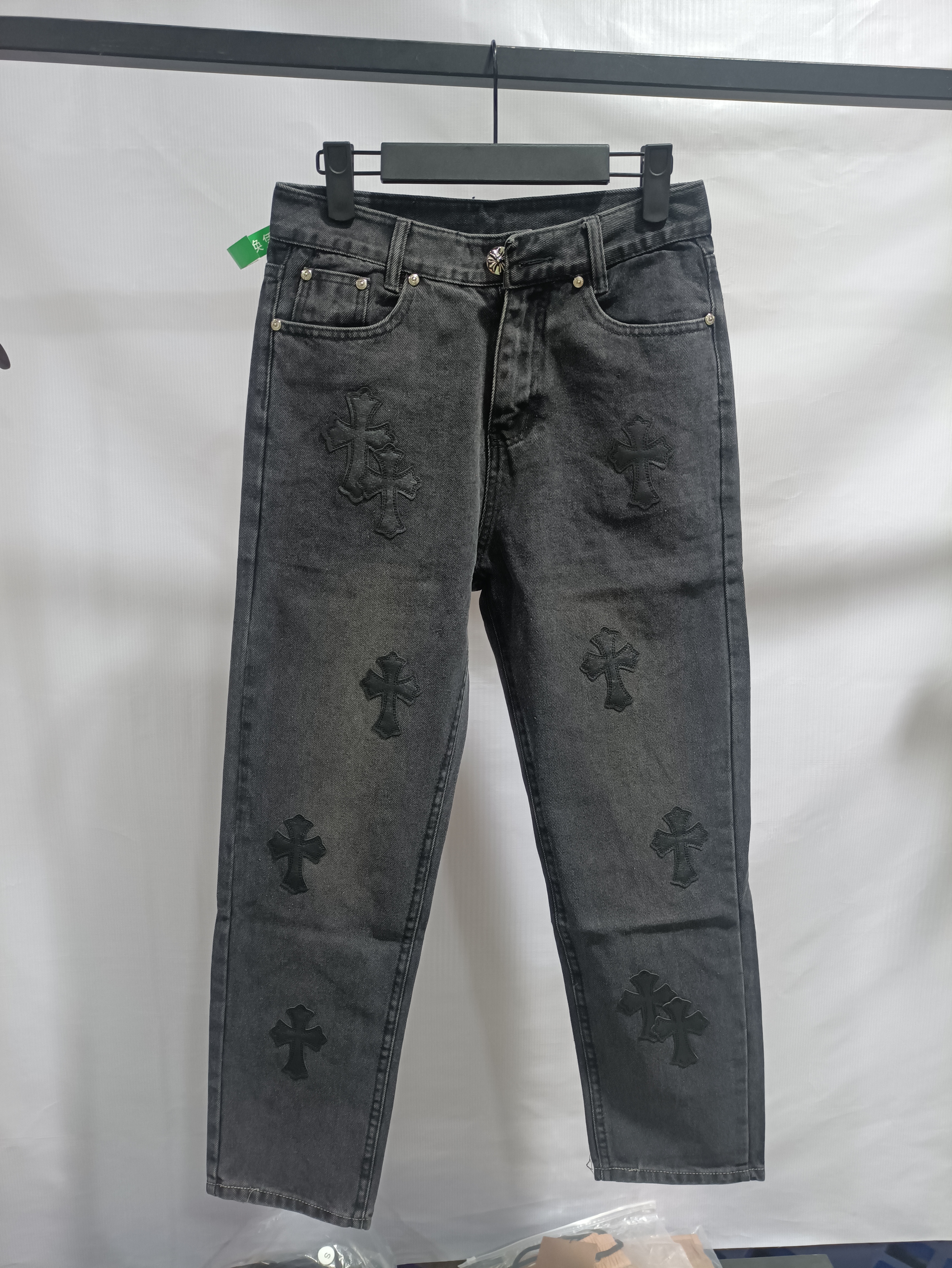 Chrome Hearts leather cross Jeans 2