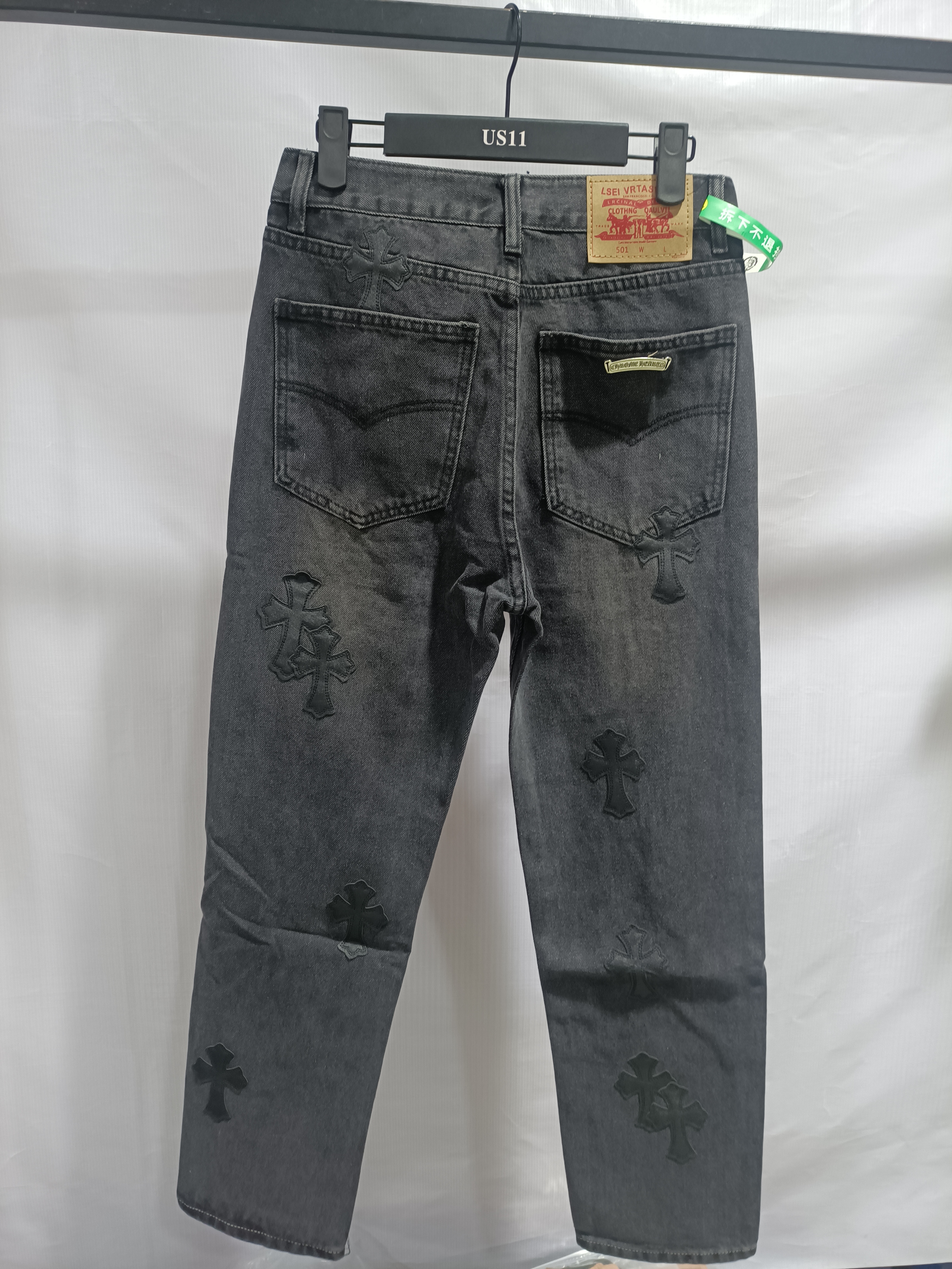 Chrome Hearts leather cross Jeans 2