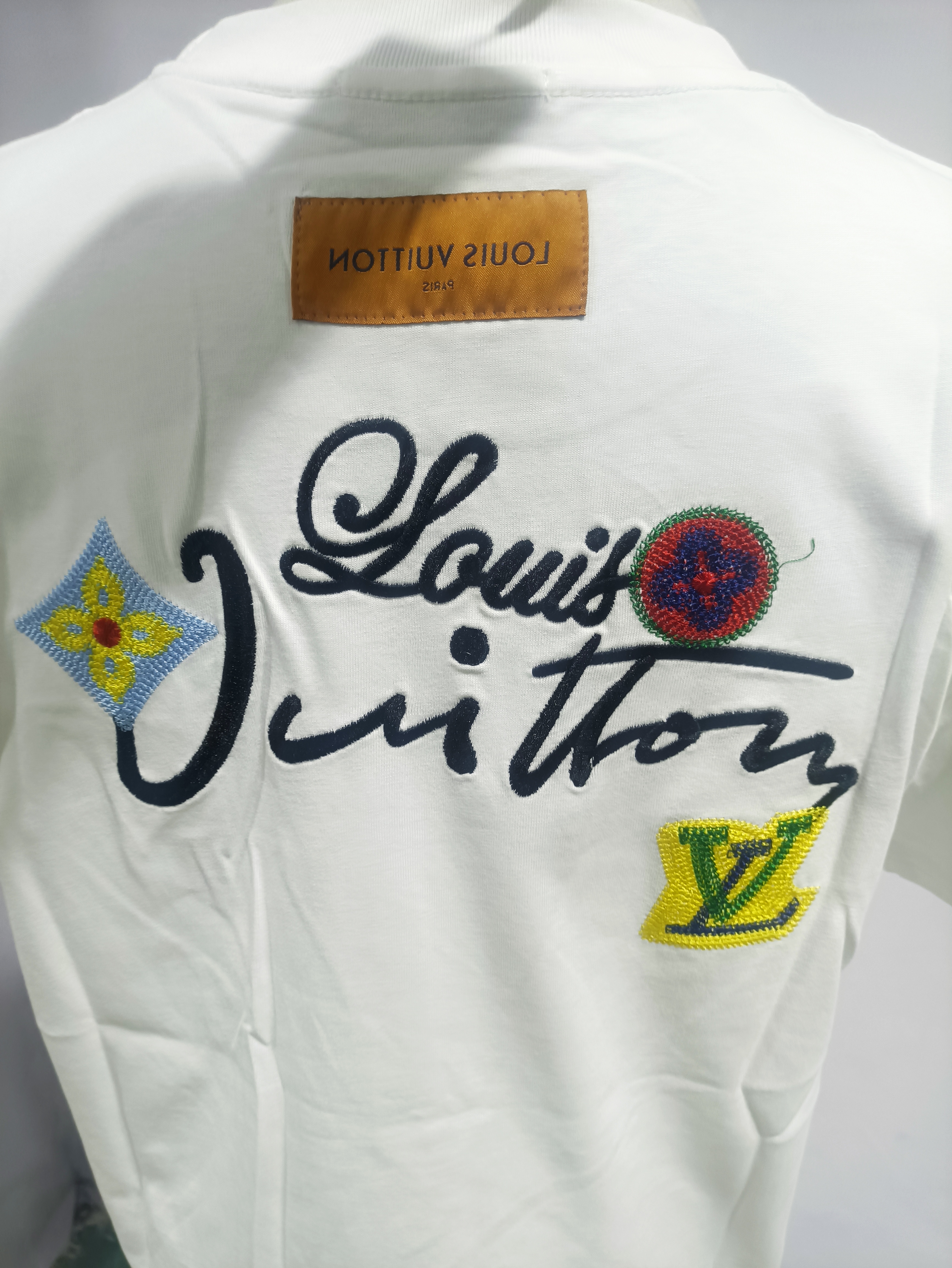 Louis Vuitton floral letter embroidered T-Shirts white