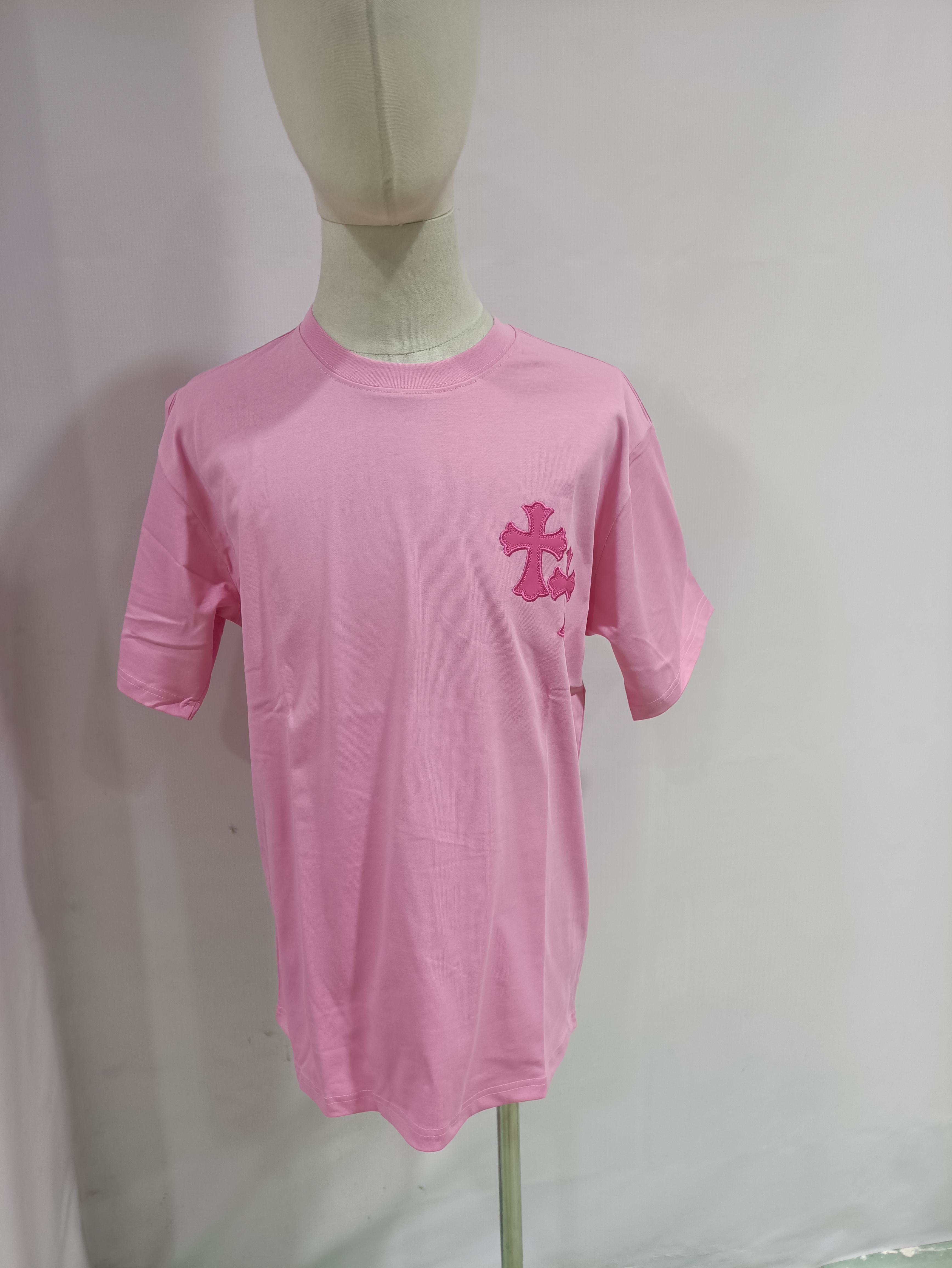 Chrome Hearts pink leather horseshoe T-Shirts pink