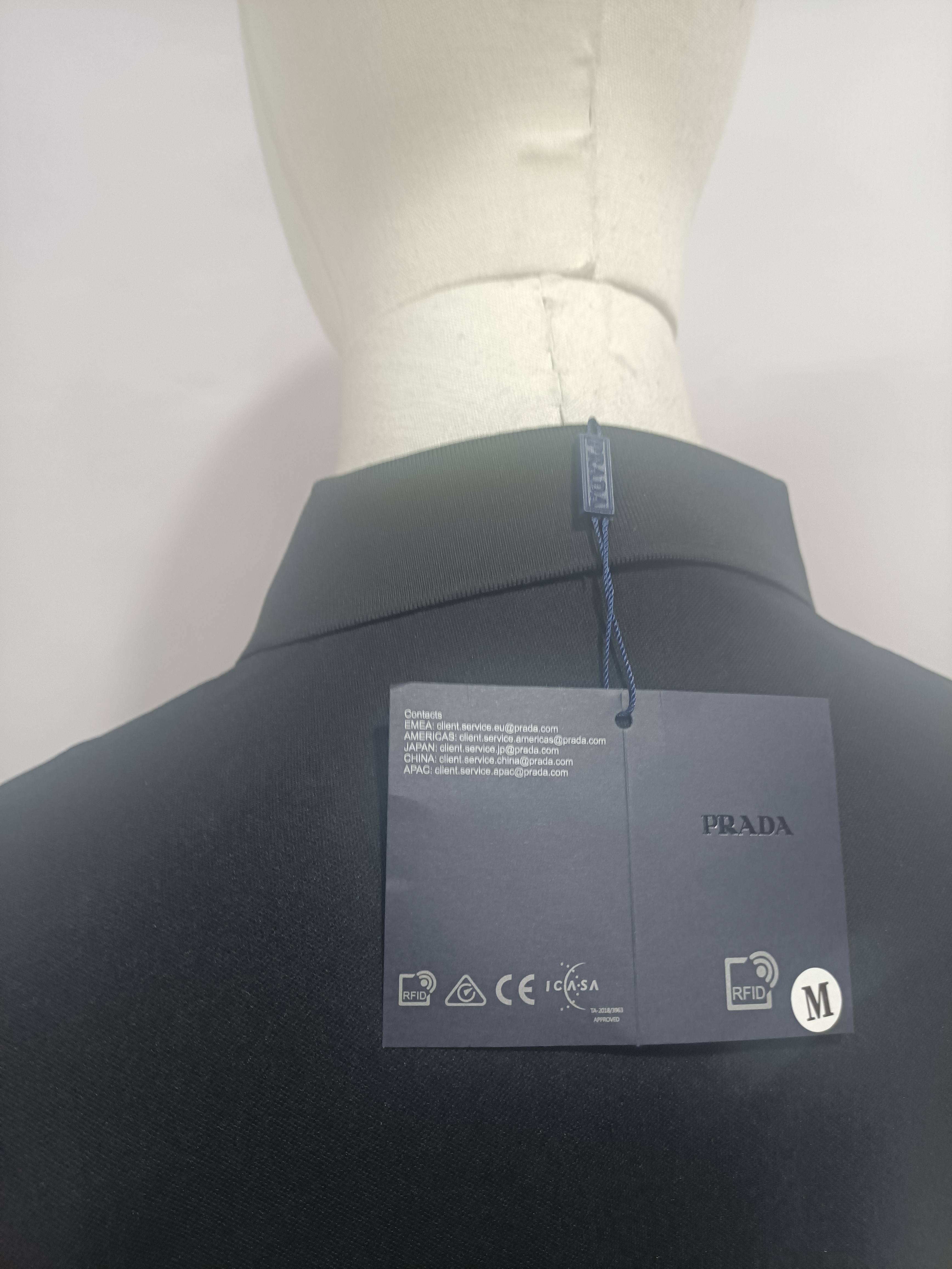 Prada classic triangle cotton polo black