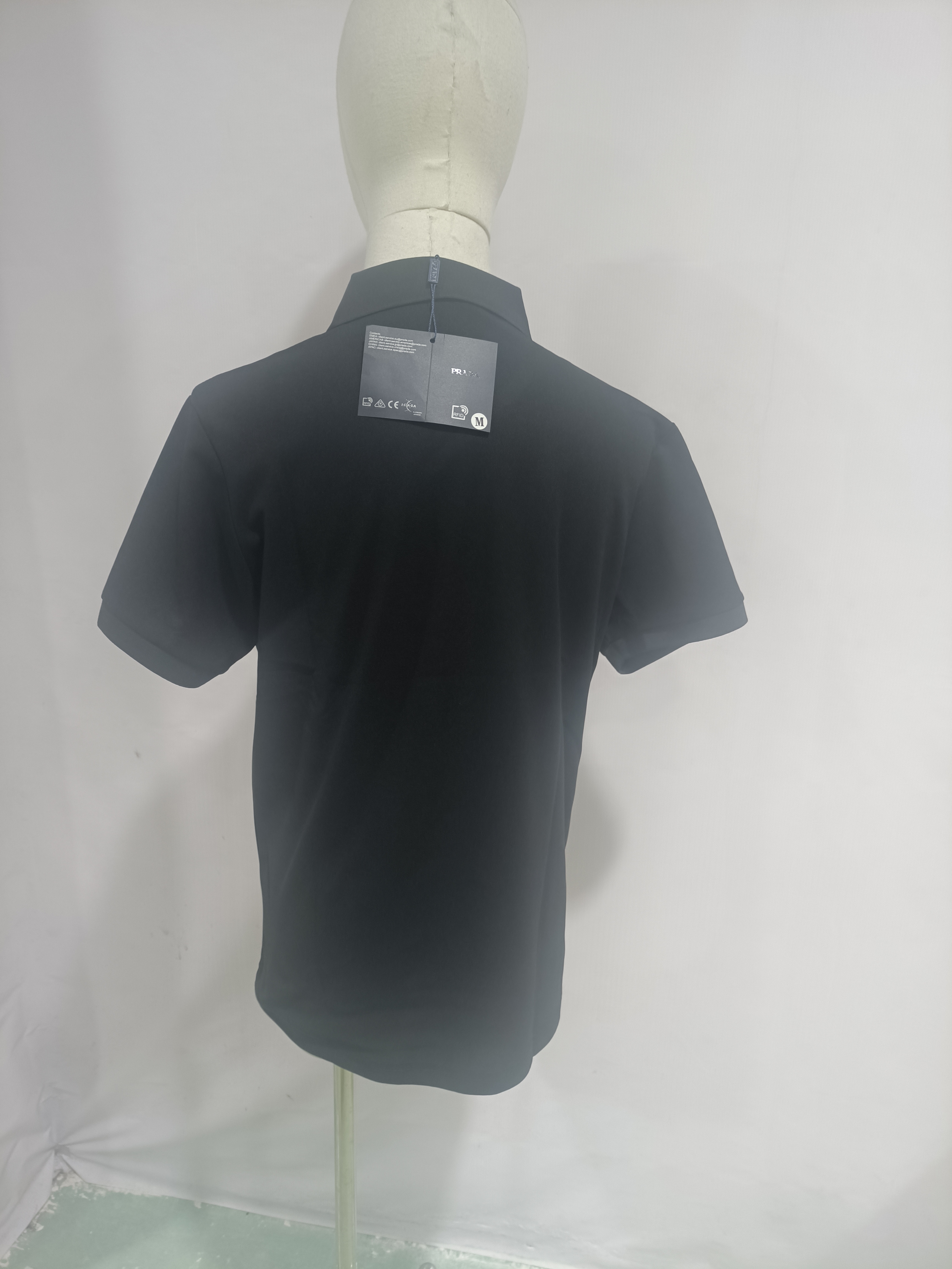 Prada classic triangle cotton polo black