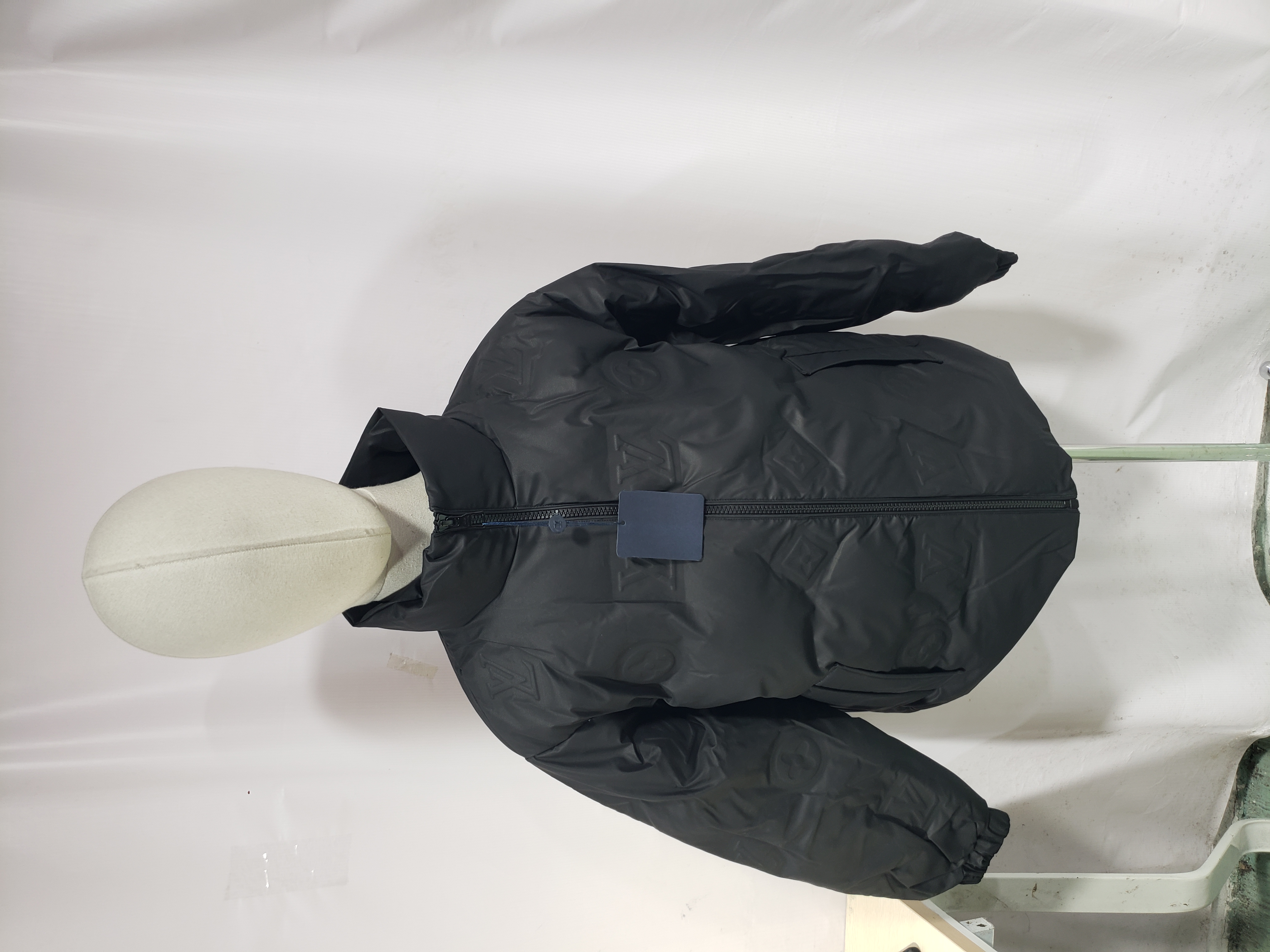 Louis Vuitton Embossed Zipper Down Jacket Black/ Withe