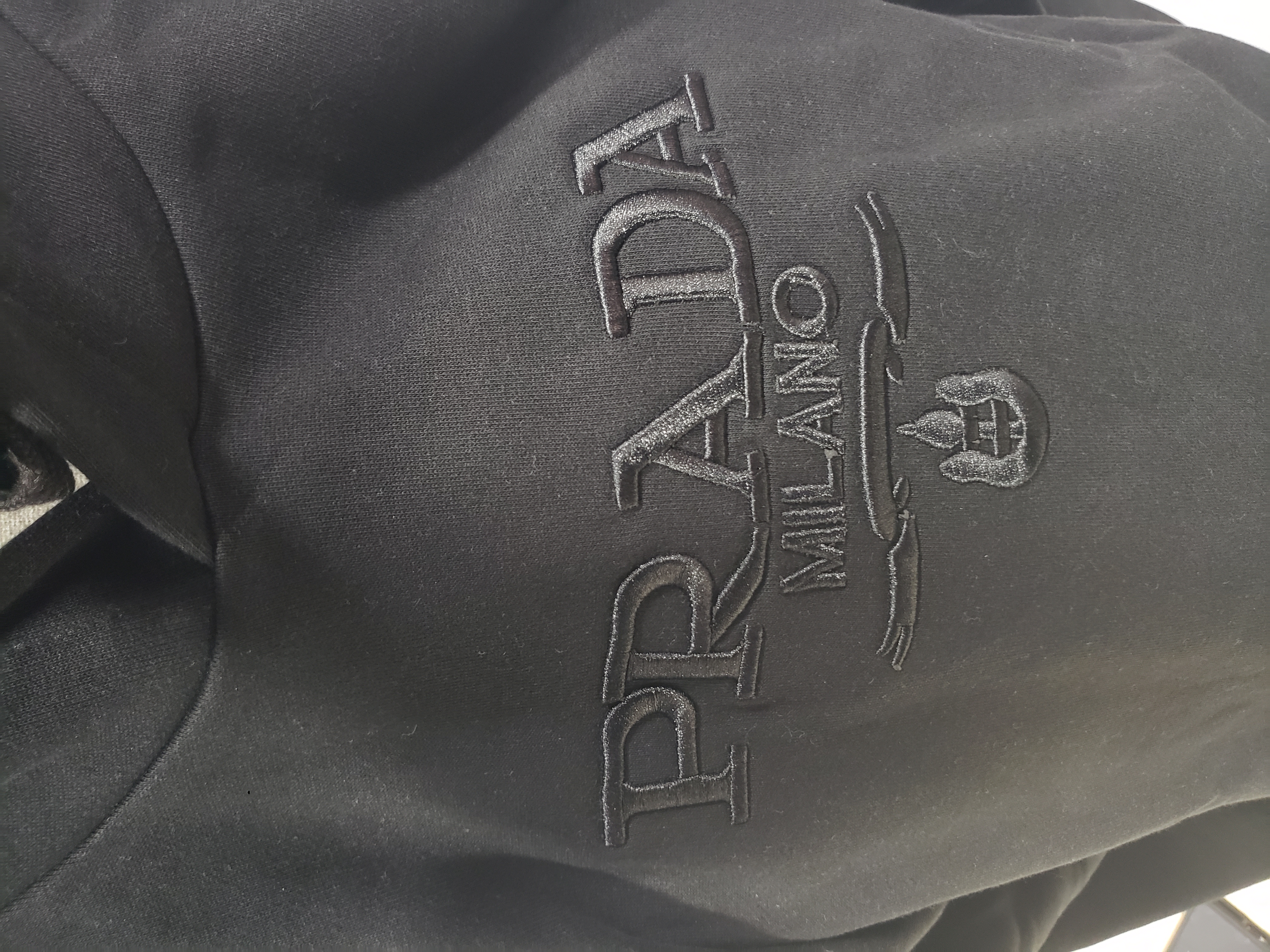 Prada Hooded sweatshirt with embroidered logo on chest Hoodie