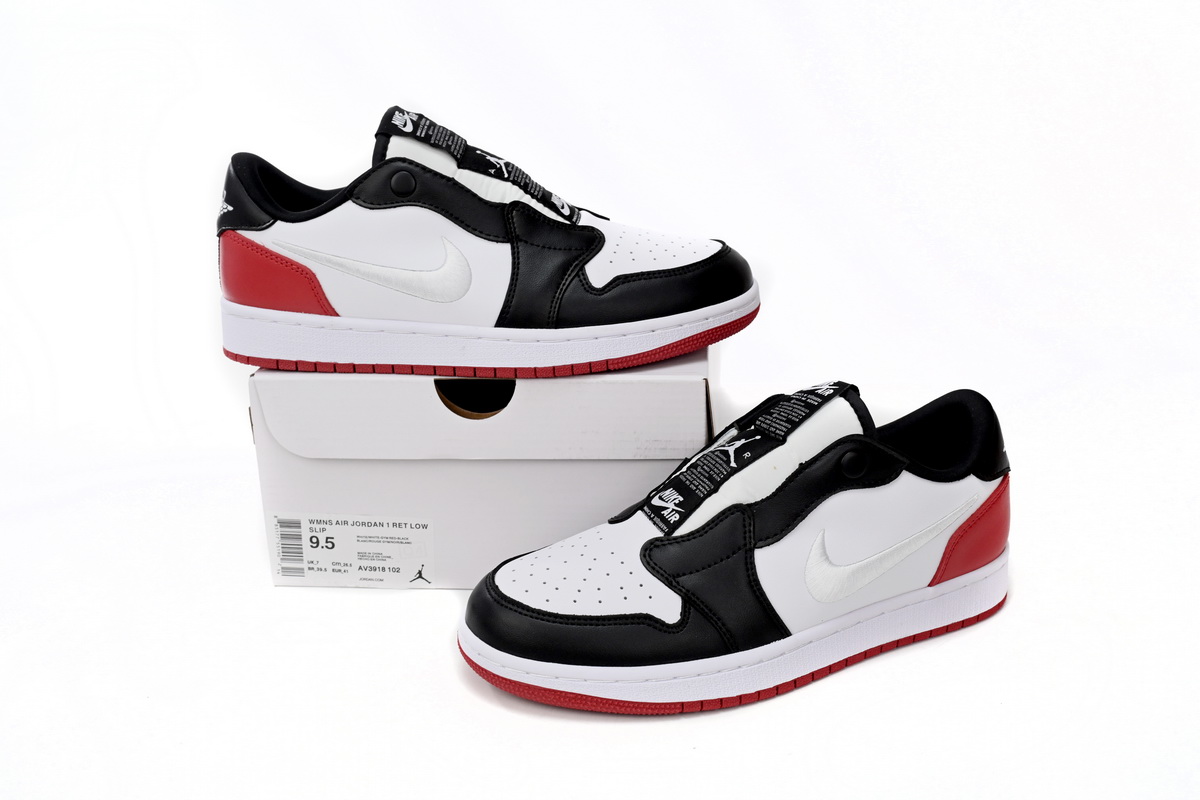 Air Jordan 1 Low Slip WMNS Black White Red reps,AV3918-102 