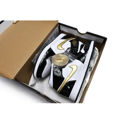 Air Jordan 1 Mid SE Black Gold Patent Leather reps,852542-007 02