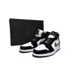 Air Jordan 1 Mid SE Black Gold Patent Leather reps,852542-007