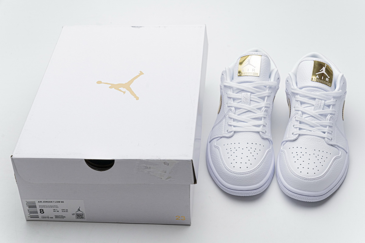 Air Jordan 1 Low White Metallic Gold reps, CZ4776-100