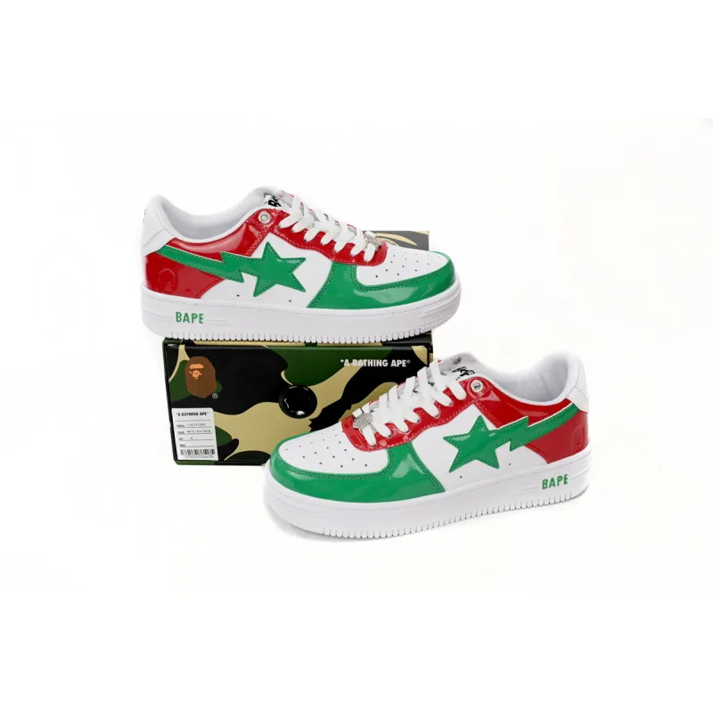 A Bathing Ape Bape Sta Low Red, white, and Green reps,1180-191-004