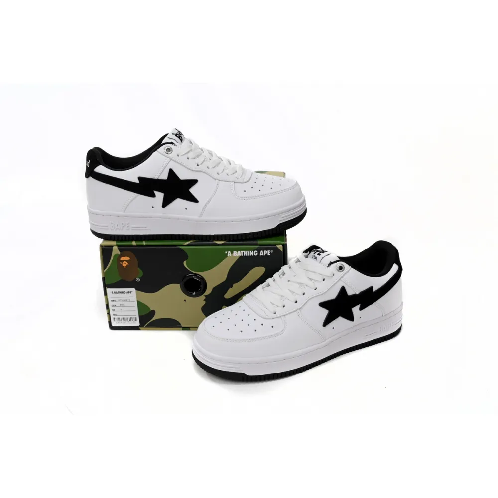 A Bathing Ape Bape Sta Low White And Black Tick reps,1173-191-912