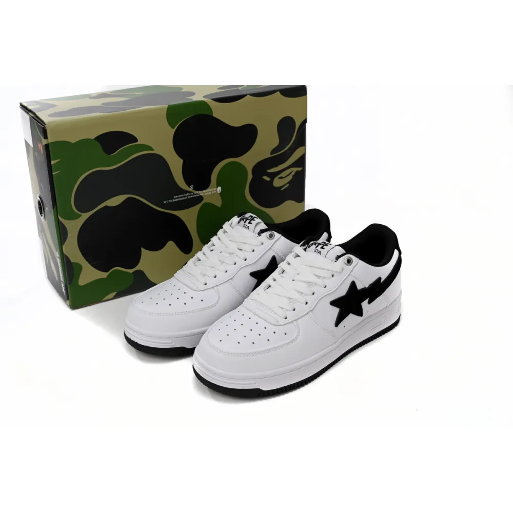 A Bathing Ape Bape Sta Low White And Black Tick reps,1173-191-912